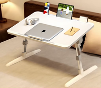 Table de lit pliable et réglable en hauteur pour ordinateur portable, bureau inclinable avec tiroir de rangement latéral, idéal pour l'étude et l'écriture des enfants, pour canapé et dortoir