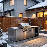 Ensemble de cuisine extérieure en acier inoxydable résistant aux intempéries haute performance pour maisons de luxe, armoires de cuisine extérieures modulaires