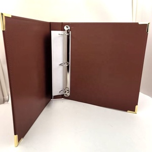 Porte-documents classique en cuir PU marron A4 avec logo gaufré sur toute la surface – Fournitures de bureau - Product Image 4