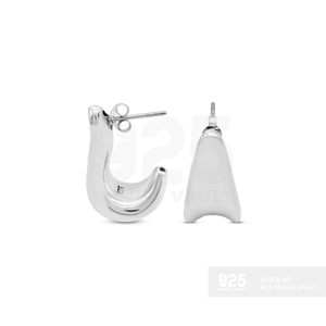 Women's Immense Quality Plain Thick Curved Arc Diameter 4.5mm Sterling <b>Silver</b> <b>Stud</b> <b>Earrings</b> - Product Image 2