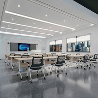 Muebles de Oficina, Mesa de Seminario Plegable, Escritorio de Entrenamiento Portátil Rectangular, Escritorio de Oficina Plegable para Sala de Reuniones con Ruedas