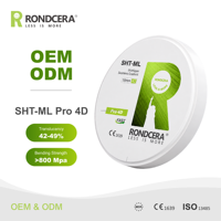 Pabrik Langsung China Rondcera SHT-ML Pro 4D Blok Zirkonia Gigi Kelas Tahan Lama Zirkonia Kosong untuk Laboratorium Gigi
