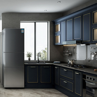 Accessoires de quincaillerie de cuisine modernes, meubles en panneaux de particules, rangement personnalisé, armoire écologique résistante à l'eau