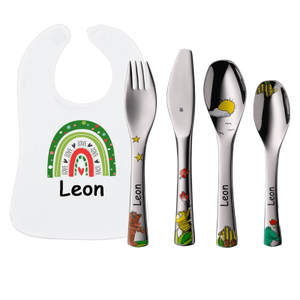Wmf Children's Cutlery Set Stainless Steel Engraved With <b>Name</b> Bib And Teething <b>Ring</b> - Product Image 5