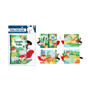 Éducation Cartoon <span class=keywords><strong>Jungle</strong></span> Animal queues Bébé Tissu <span class=keywords><strong>Livre</strong></span> 4 Pages et 8 Côtés Différents <span class=keywords><strong>Livre</strong></span> Doux Jouet - Product Image 1