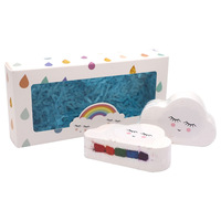 Emballage imprimé écologique boîtes de boulangerie colorées OEM/ODM marque privée bombes de bain arc-en-ciel 2 pièces bombes de bain