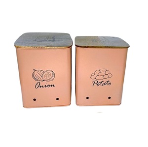 Galvanized Sheet Modern Vegetable <b>Storage</b> <b>Tins</b> Set Eco Friendly Metal Food Container For Kitchen With Lid - Product Image 5