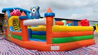 Parc de jeux gonflable personnalisé en gros avec jeu de basket, château gonflable géant avec toboggan à vendre