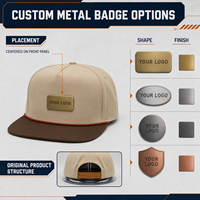 Casquette personnalisée à 5 panneaux avec logo métallique, visière plate, réglable, style color block, streetwear, fournisseur en gros