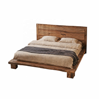 Meubles de chambre à coucher de style Wabi-sabi, cadre de lit en bois massif, lit king size, lit double moderne à plateforme