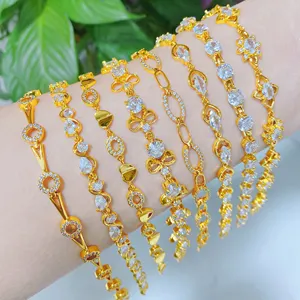 Pulsera de plata de primera ley para mujer, brazalete, oro de 24 quilates, Circonia cúbica, zirconia, circonita, zirconita, circón, arco iris