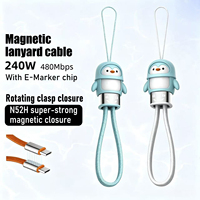 Kabel Data Lanyard USB C ke Type C Pendek Grosir Baru 2026, Ringan, Silikon, Motif Penguin untuk iPhone 18 15 Samsung Galaxy A17 S23