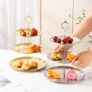 Stainless steel multi-tiered cake <b>rack</b>, three-tiered dessert table <b>display</b> <b>rack</b>, pastry tray, snack and fruit plate, ornament - Product Image 1