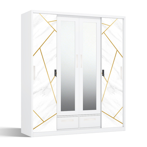 Armario de Almacenamiento de Acero con Puertas Corredizas con Espejo y Diseño de Cajones - Product Image 2