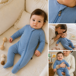 Combinaison Bébé Confortable à Prix d'Usine avec Fermeture Éclair Bidirectionnelle et Pieds Intégrés, Couleur Unie, Personnalisable - Product Image 2
