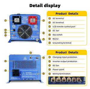 Prix de gros Système solaire hors réseau 6kW 3kW 1kW à onde sinusoïdale pure, sortie monophasée pour usage domestique, onduleur solaire basse fréquence HC - Product Image 4