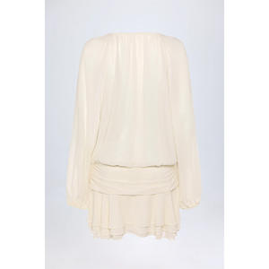 2025 Moda Francês Herringbone Vestido Ruffled Mulheres Jovens Elegante Padrão de Cor Sólida Estilo Império Vestidos Casuais - Product Image 6