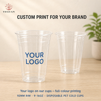 Gobelet en plastique jetable avec logo personnalisé, impression de logo personnalisée, gobelet en PET transparent de 16 oz avec couvercle pour boissons froides, thé à bulles Boba