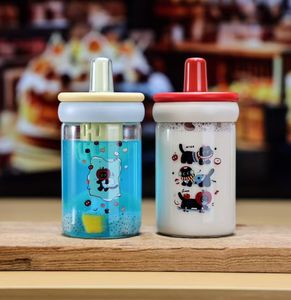 Venta al por mayor de dibujos animados <span class=keywords><strong>Anime</strong></span> Cute Cups botella de agua de viaje 20oz vaso de agua de vidrio con pajita y fruta té compartimento 600ml - Product Image 1