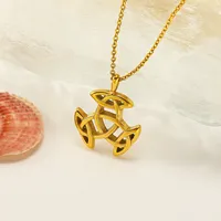 Collier pendentif ancre à nœud celtique ajouré, en acier inoxydable poli et durable, bijou à chaîne délicate