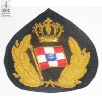 Patch brodé 3D en fil d'or pour casquette marine, en feutre non tissé, à coudre, écologique, personnalisé, OEM, fait main, pour chapeau en laine