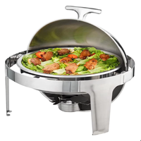 Chauffe-plat professionnel en acier inoxydable argenté avec fenêtre de visualisation pour buffet libre-service et hôtels, type bain-marie et chafing dish