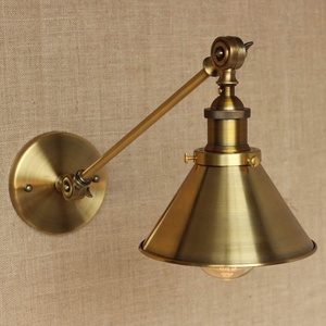 Lampada <span class=keywords><strong>da</strong></span> <span class=keywords><strong>Parete</strong></span> Vintage in Metallo Dorato <span class=keywords><strong>con</strong></span> Angolo Regolabile e Paralume per Interni - Product Image 5