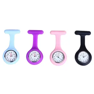 Venta al por mayor especial negro puntero bolsillo Pin pecho relojes multicolor silicona caucho cuarzo enfermera reloj