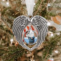 Sublimations-Metall Weihnachts-Gedenkornamente Engelsflügel Personalisierte Ornamente für Geliebte Familienmitglieder Weihnachtsbaum Beileids-Geschenk
