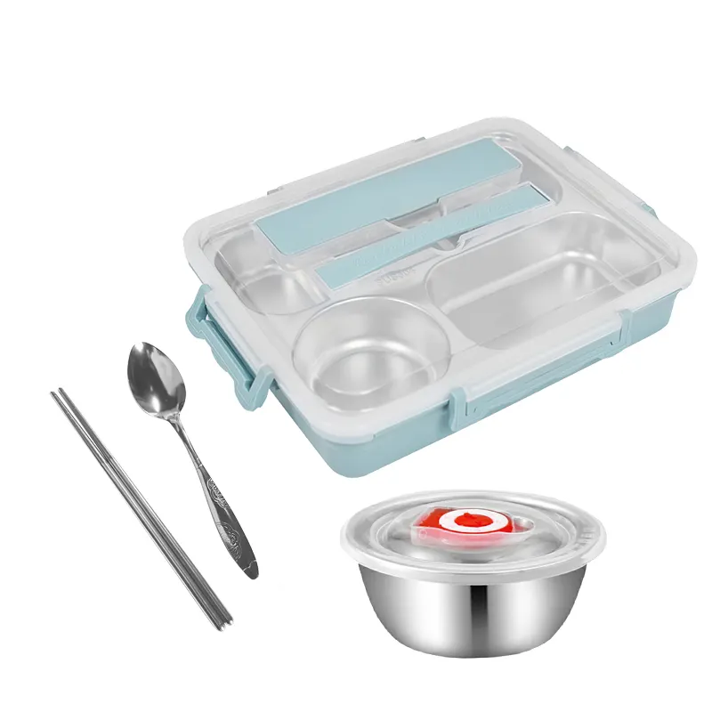 Voedsel Opslag Stoomboot Lunch Bento Box Container Set Thermos Plastic Magnetron Veilig Met Handvat Deksels