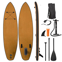 Planche de surf gonflable en bois 2023 en stock avec sac à dos, pompe et pagaie pour toutes les utilisations