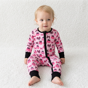 Pantalones de manga larga para bebé niña, pelele de otoño con estampado de calabazas y lazos, pelele con cremallera para niña pequeña - Product Image 1