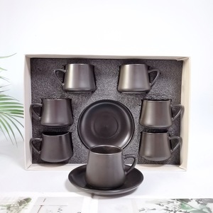 Superior Ceramic Coffee <b>Cup</b> and Saucer <b>Set</b> Color Glaze Matte 12 <b>Cups</b> Saucer Tea <b>Cups</b> <b>Set</b> of 6 With Gift Box - Product Image 4
