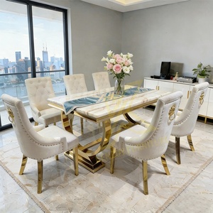 <span class=keywords><strong>Table</strong></span> à <span class=keywords><strong>manger</strong></span> de luxe élégante en marbre avec structure métallique, conçue par un fabricant, <span class=keywords><strong>pour</strong></span> 6 <span class=keywords><strong>personnes</strong></span> - Product Image 1