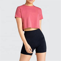 Atasan Crop Wanita Lengan Pendek Kualitas Unggul, Gaya High Street Hip Hop untuk Pesta, Kaos Crop Polos untuk Wanita