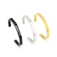 Punk Carré Manchette Bracelet En Acier Inoxydable Géométrique Ouvert Bracelet Amoureux Cadeau pour Hommes Femmes Déclaration