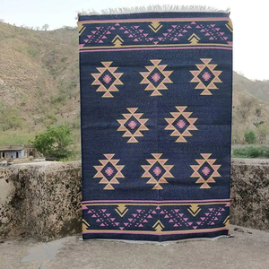 Tapis en laine et jute tissé à la main |   Tapis géométrique tribal bohème sud-ouest pour la décoration de la maison de campagne, du salon, de la chambre, du couloir et de l'entrée - Product Image 6