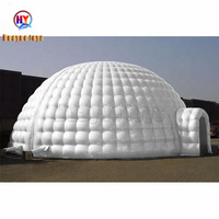 Tente dôme gonflable blanche de 10 mètres pour fête de Noël, grande tente igloo avec tunnel