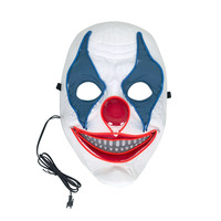 Vente en gros de masque de fête à fil EL lumineux au néon Costume de clown fantaisie Joker pour Halloween Pennywise éclairage clignotant