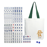 Ensemble de Mahjong de Luxe Fait Main de Singapour, 156 Tuiles 40*30*20mm, Logo Personnalisé, Tuiles en Mélamine Bleues et Blanches, Tuiles Animaux, Joker, Boîte Cadeau, OEM ODM
