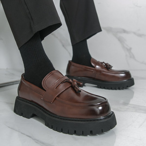 Classic Solid PU Upper Oxford Lace-Up Wedding <b>Shoes</b> Genuine Leather Lining Lightweight Durable Sweat-Absorbent Men's Business - Product Image 5