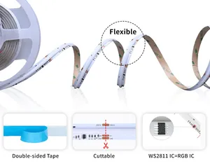 Bande LED COB Magic Color, lumières LED flexibles RGB intelligentes adressables DC12v/24v WS2811 pour décorations - Product Image 3