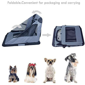 Caisse pliable de Style de luxe pour chien nouveau Style tissu doux transporteur pour animaux de compagnie motif solide Durable Oxford métal emballé boîte plateau en plastique - Product Image 3