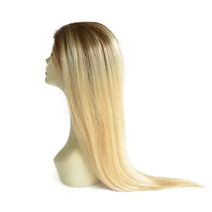 Groothandel Braziliaanse Virgin Haar Vrouwen Water Diepe Golf Lijmloze Natuurlijke Hd Zijden Top Blonde 613 Perruque Full Lace Menselijk Haar pruik