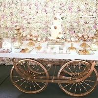 Chariot à bonbons personnalisé avec roues dorées, chariot à bonbons pour fête, décoration de fête, chariot à bonbons en bois blanc pour mariage