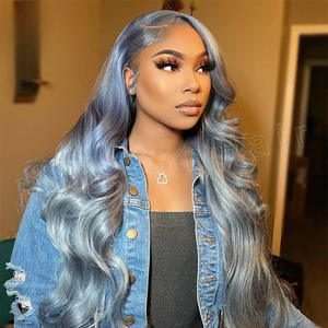 Perruque Frontale HD Lace Cheveux Humains Colorés Gris Transparent Ondulés Pré-épilés Argentés * Brésiliens pour Femmes 13*4 13*<span class=keywords><strong>6</strong></span> Longs Blonds - Product Image 5