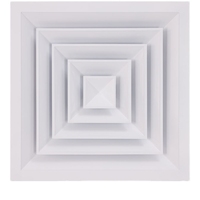 En gros D'alimentation HVAC Air Conditionné Frais Ventilation En Aluminium Avion Carré Plafond De Ventilation 4 Way Débit D'air Persiennes Face Diffuseur