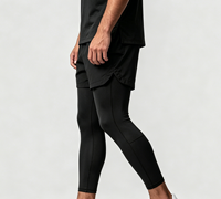 Shorts Homme OEM en Spandex Poly Nylon 2-en-1 à Double Couche avec Poches Cargo, Cordon Élastique et Séchage Rapide, Longueur Genou, Vente en Gros Direct Usine