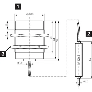 Capteur de proximité inductif résistant aux hautes températures, série INH DCC50VH25PSK/230/V, protection IP 65, certifié CE - Product Image 2