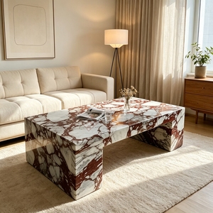 Nuovo Tavolino da Caffè Minimalista Moderno in Marmo Rosso Calacatta <span class=keywords><strong>Viola</strong></span> Naturale per Grandi Hotel, Soggiorni e Arredamento Domestico - Product Image 1